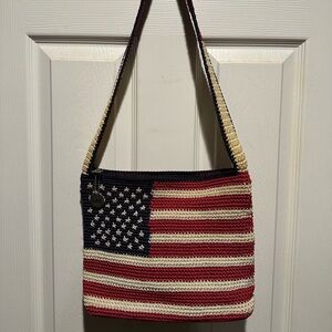 The Sak American Flag Crochet Shoulder Bag NWOT